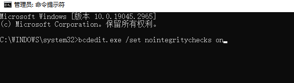 bcdedit.exe /set nointegritychecks on