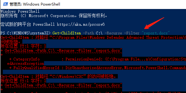 使用PowerShell搜索文件