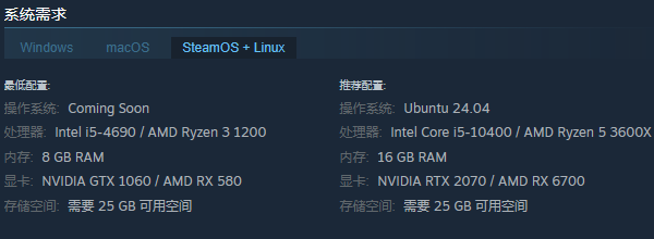 Linux版配置要求